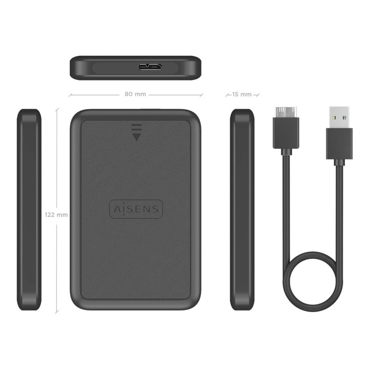 Caja AISENS HDD/SSD 2.5" mUSB USB-C Negra (ASE-2519B)