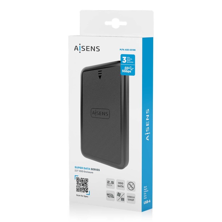 Caja AISENS HDD/SSD 2.5" mUSB USB-C Negra (ASE-2519B)