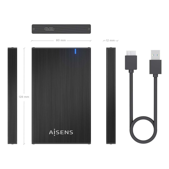 Caja AISENS HDD/SSD 2.5" mUSB USB-C Negra (ASE-2527B)