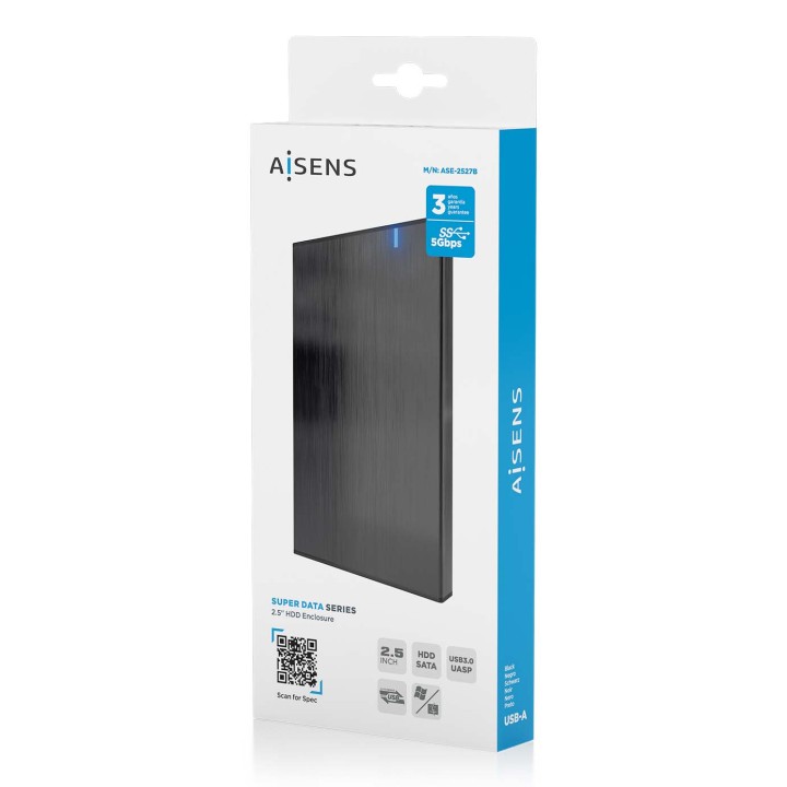 Caja AISENS HDD/SSD 2.5" mUSB USB-C Negra (ASE-2527B)