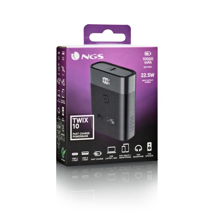 Powerbank NGS 10000mAh QC PD 3.0 USB-A/C Negro (TWIX10)