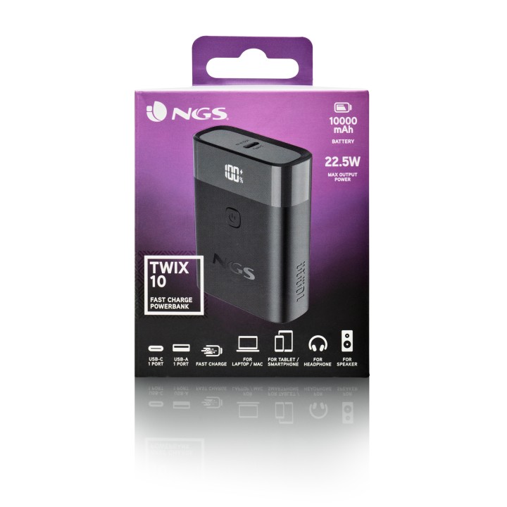 Powerbank NGS 10000mAh QC PD 3.0 USB-A/C Negro (TWIX10)