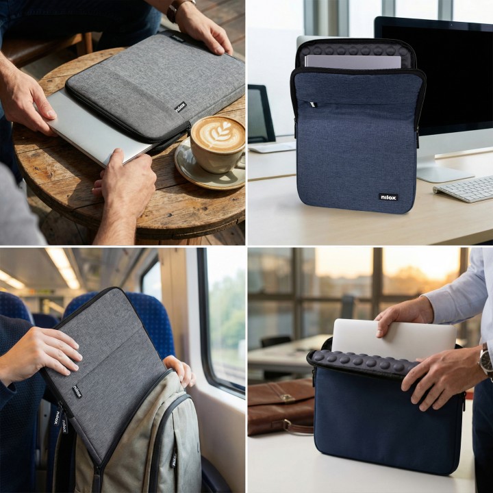 Funda NILOX Sleeve hasta 17.3" Gris (NXSL17GY)