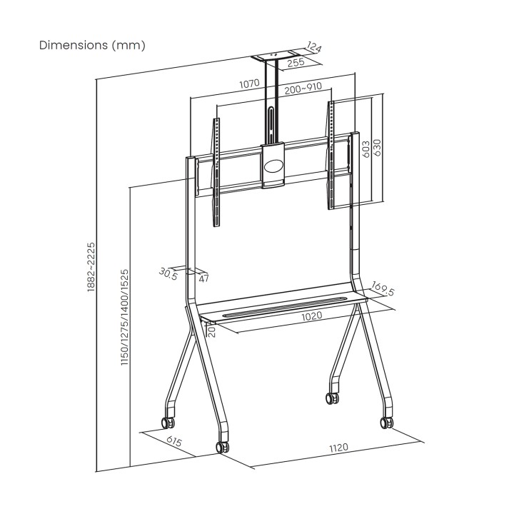 Soporte Suelo Aisens 55"-100" con Ruedas (FT86FE-369)