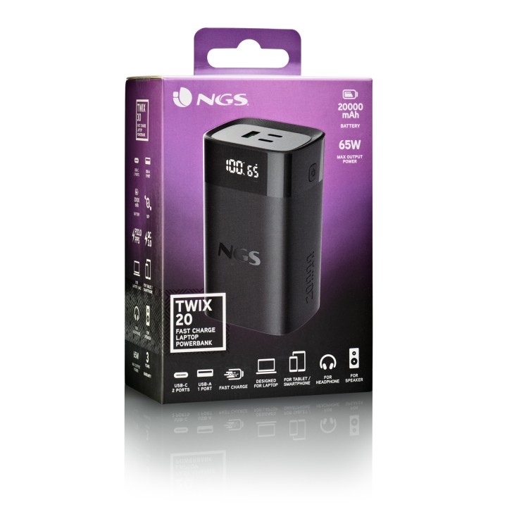 Powerbank NGS 20000mAh QC PD 3.0 USB-A/C Negro (TWIX20)