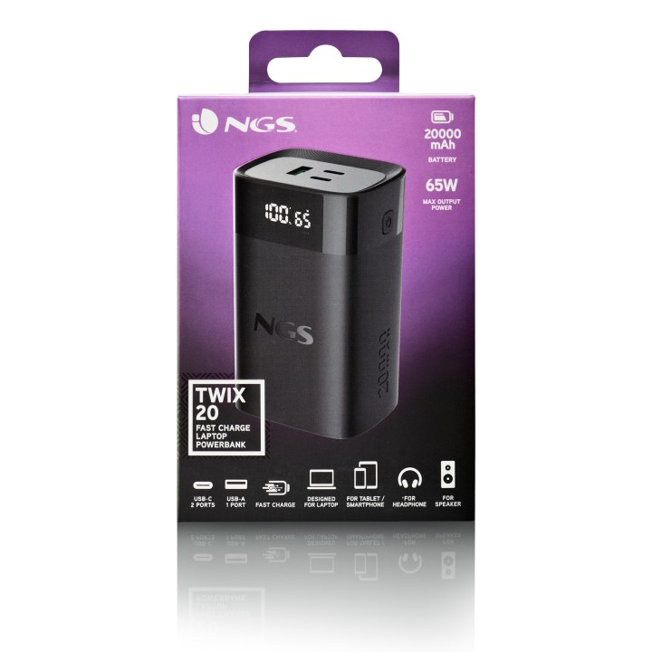 Powerbank NGS 20000mAh QC PD 3.0 USB-A/C Negro (TWIX20)