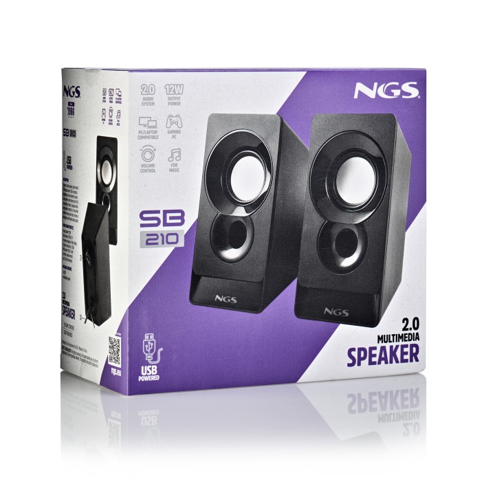 Altavoces NGS 2.0 12W Jack 3.5mm USB-A Negros (SB210)
