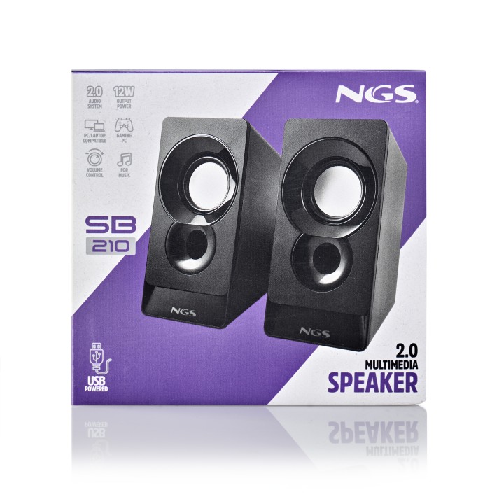 Altavoces NGS 2.0 12W Jack 3.5mm USB-A Negros (SB210)