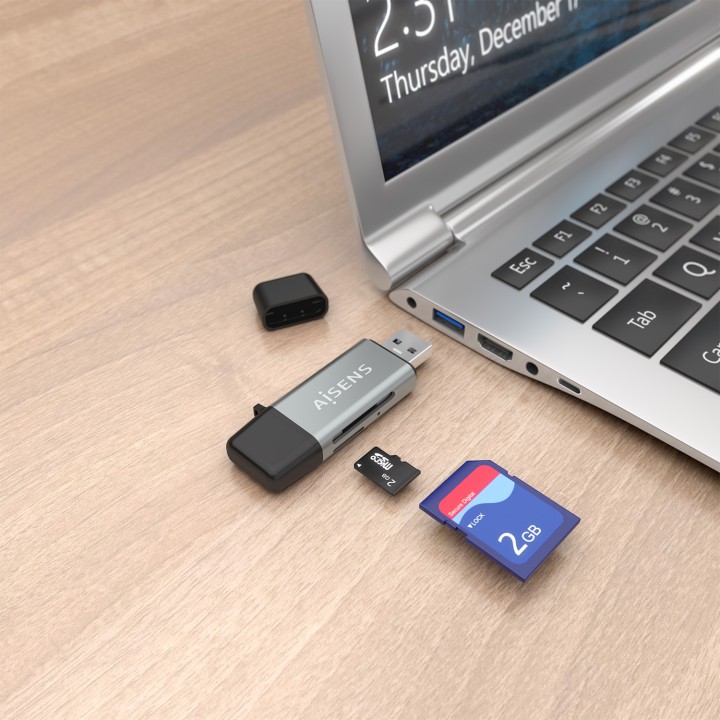 Lector Tarjetas AISENS USB-A/C 3.0 Gris (ASCR-2AC11-GR)