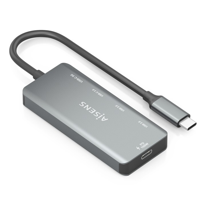 Hub AISENS USB-C a 2xUSB 2.0 PD 100W Gris (A109-0946)