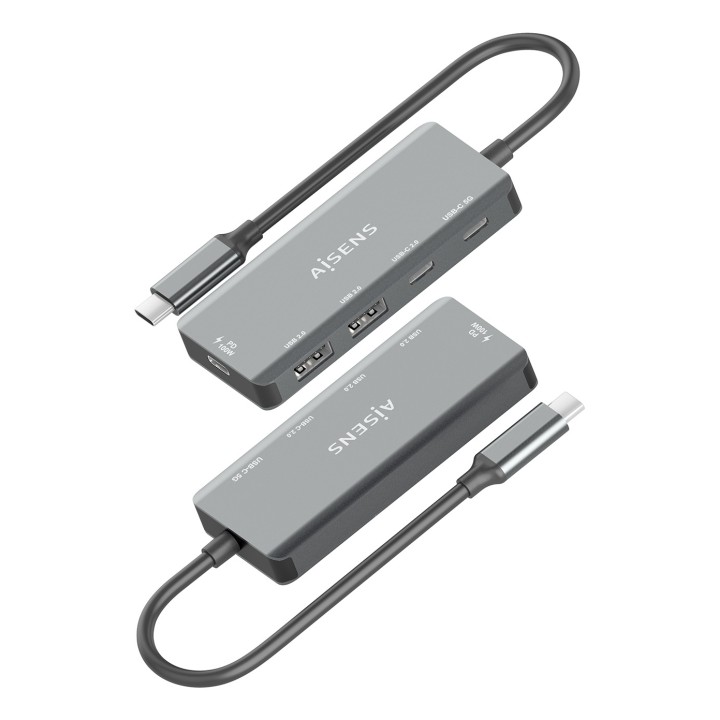 Hub AISENS USB-C a 2xUSB 2.0 PD 100W Gris (A109-0946)