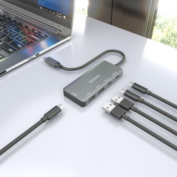 Hub AISENS USB-C a 2xUSB 2.0 PD 100W Gris (A109-0946)