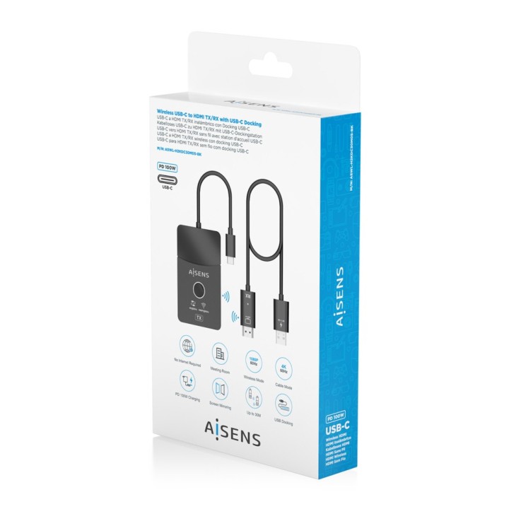 Docking AISENS USB-C a HDMI 60Hz (ASWL-H2KDC30M05-BK)