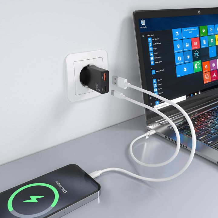 Cargador Pared AISENS USB-A USB-C 30W(ASCH-30W2P047-BK)