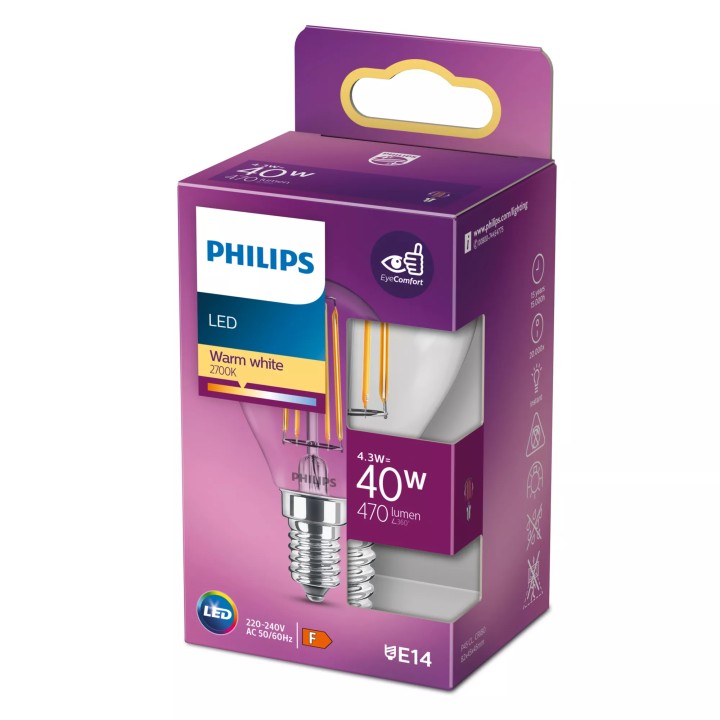 Bombilla Philips LED Classic 40W P45 E14 (929001890455)