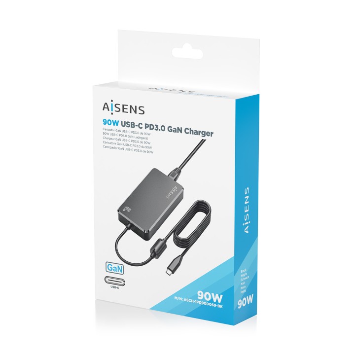 Cargador Sobremesa AISENS 90W USB-C (ASCH-1PD90D069-BK)