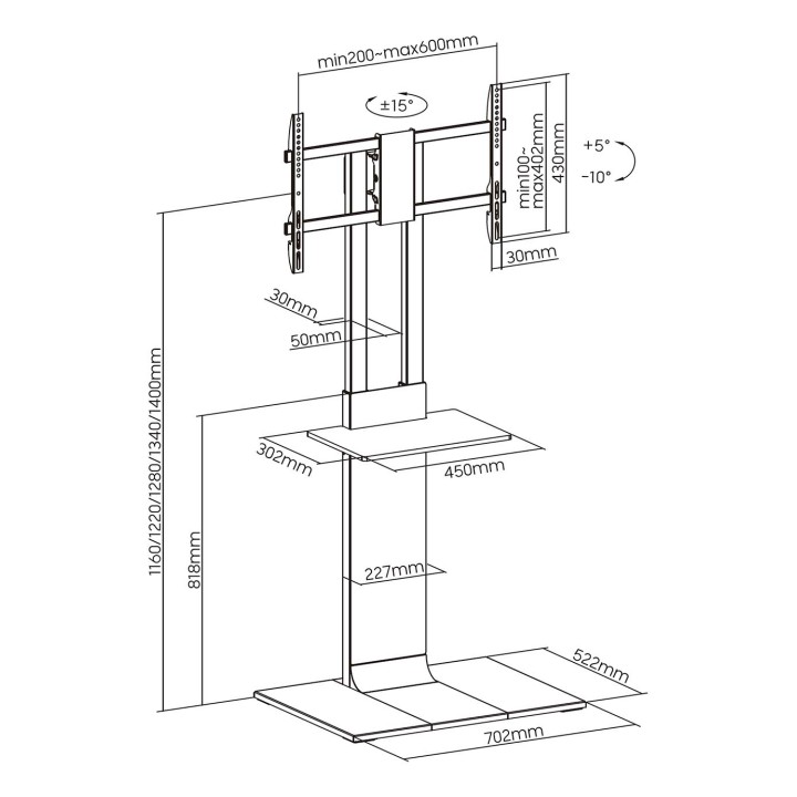 Soporte Suelo AISENS 37"-86" Inclina/Gira (FT86TSE-399)