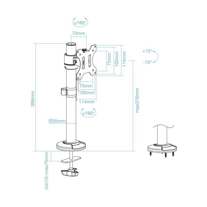 Soporte de Mesa TooQ 17"-32" Gira/Inclina (DB1131TN-B)
