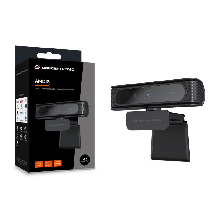 WebCam CONCEPTRONIC FHD USB Micrófono Negra (AMDIS09B)