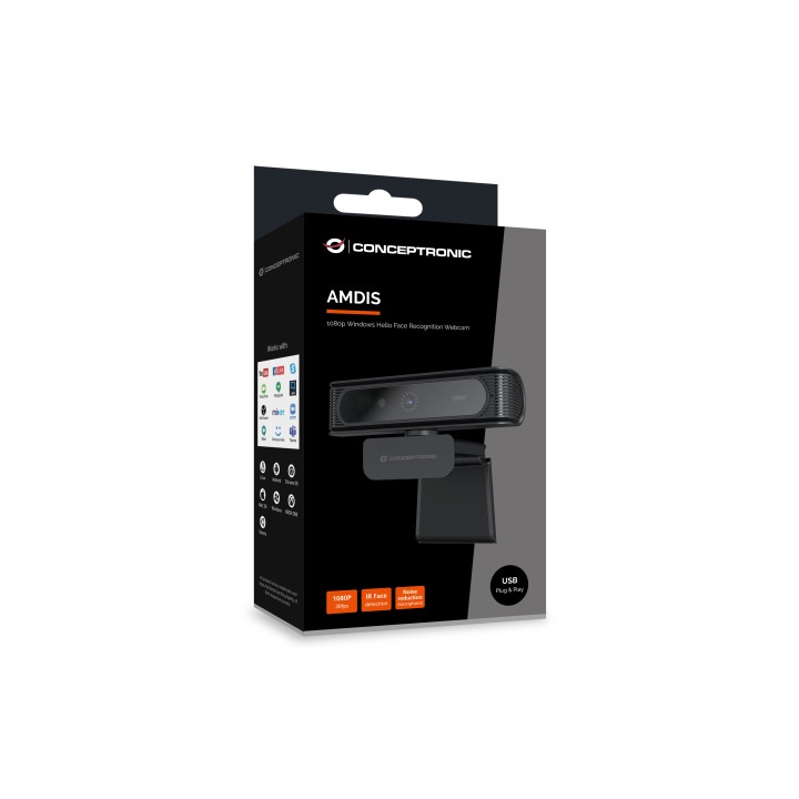 WebCam CONCEPTRONIC FHD USB Micrófono Negra (AMDIS09B)