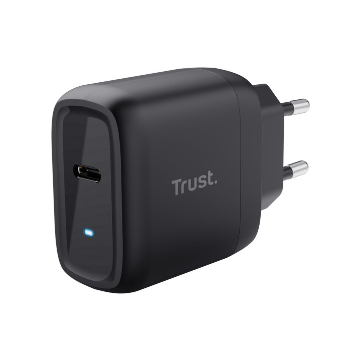 Cargador Pared Trust Maxo GaN 45W 1xUSB-C Negro (25521)