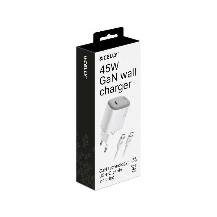 Cargador Pared Celly 45W +Cable Usb-C (UPTC1USBC45WCTC)