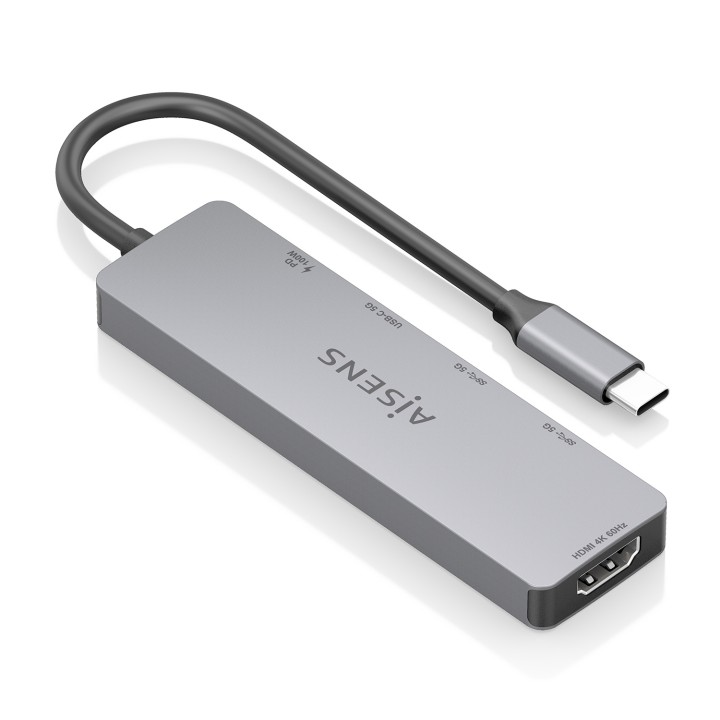 Docking AISENS 5en1 USB-C 4K/60Hz Gris (ASUC-5P028-GR)