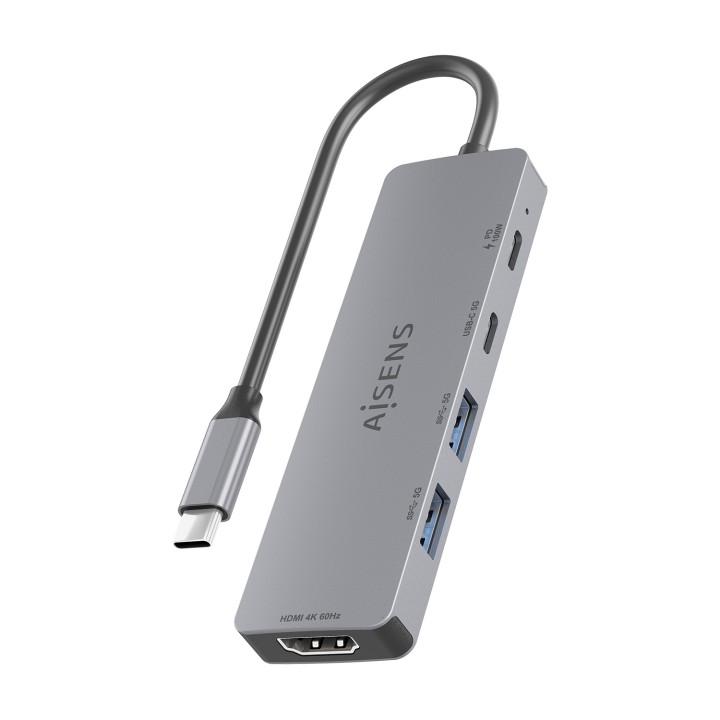Docking AISENS 5en1 USB-C 4K/60Hz Gris (ASUC-5P028-GR)
