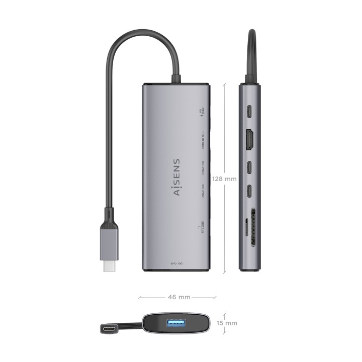 Docking AISENS 7en1 USB-C 4K/60Hz Gris (ASUC-7P031-GR)