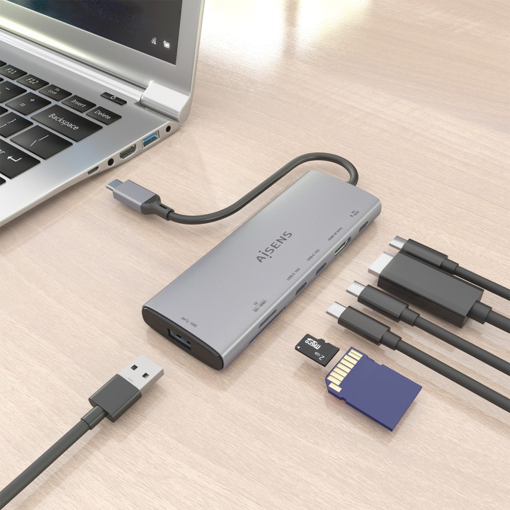 Docking AISENS 7en1 USB-C 4K/60Hz Gris (ASUC-7P031-GR)