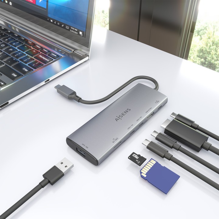 Docking AISENS 7en1 USB-C 4K/60Hz Gris (ASUC-7P031-GR)