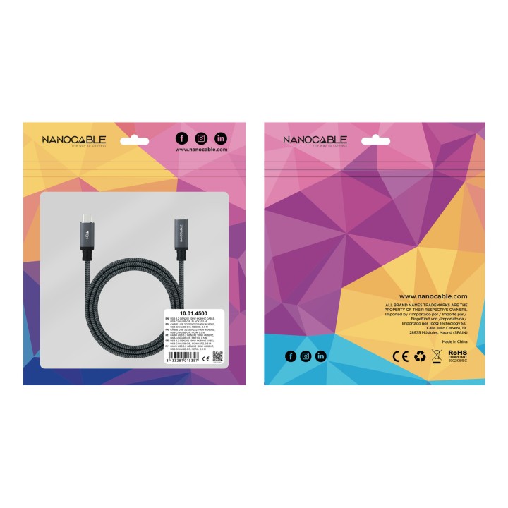 Nanocable USB-C 3.2 M/H 1.5m (10.01.4501-L150-COMB)