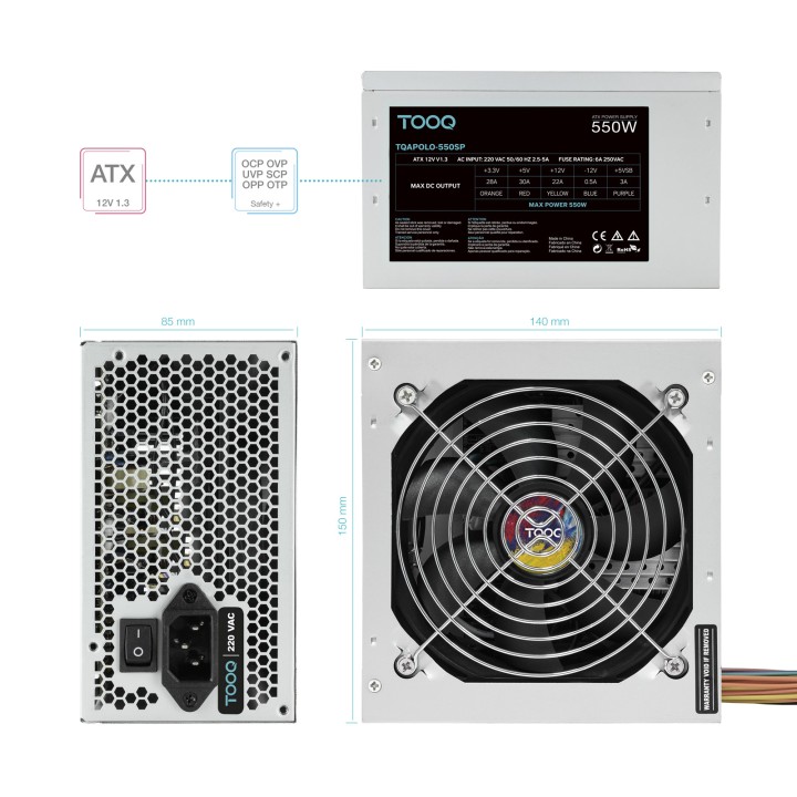 Fuente TooQ ATX 550W 12cm (TQAPOLO-550SP)