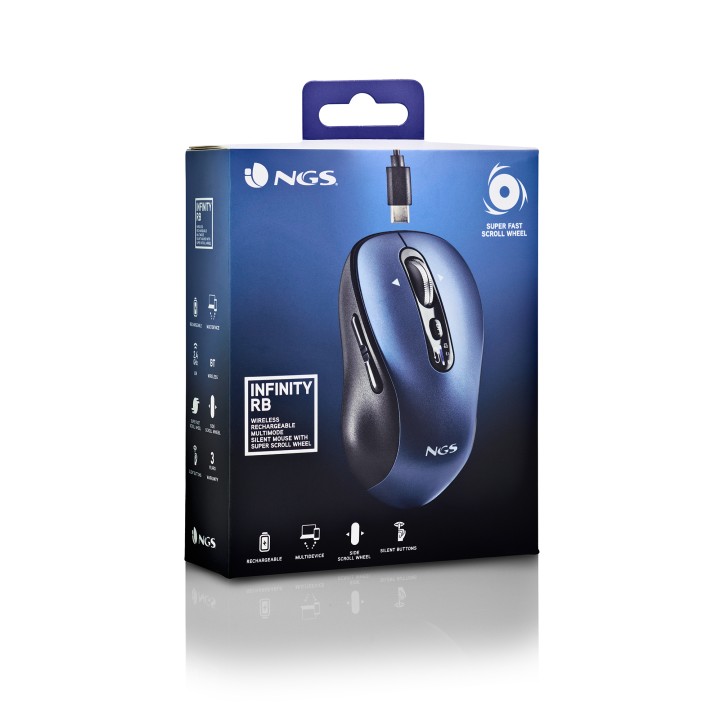 Ratón NGS RF/Bluetooth 5.1 Negro/Azul (INFINITY-RB)