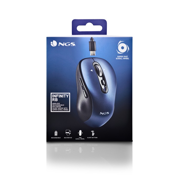 Ratón NGS RF/Bluetooth 5.1 Negro/Azul (INFINITY-RB)