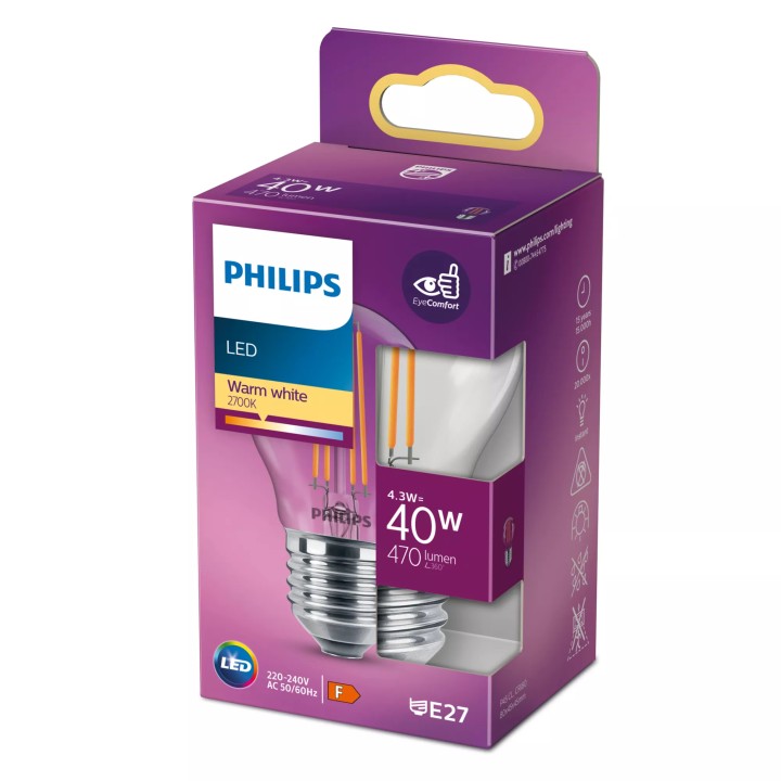 Bombilla Philips LED Classic 40W P45 E27 (929001890555)