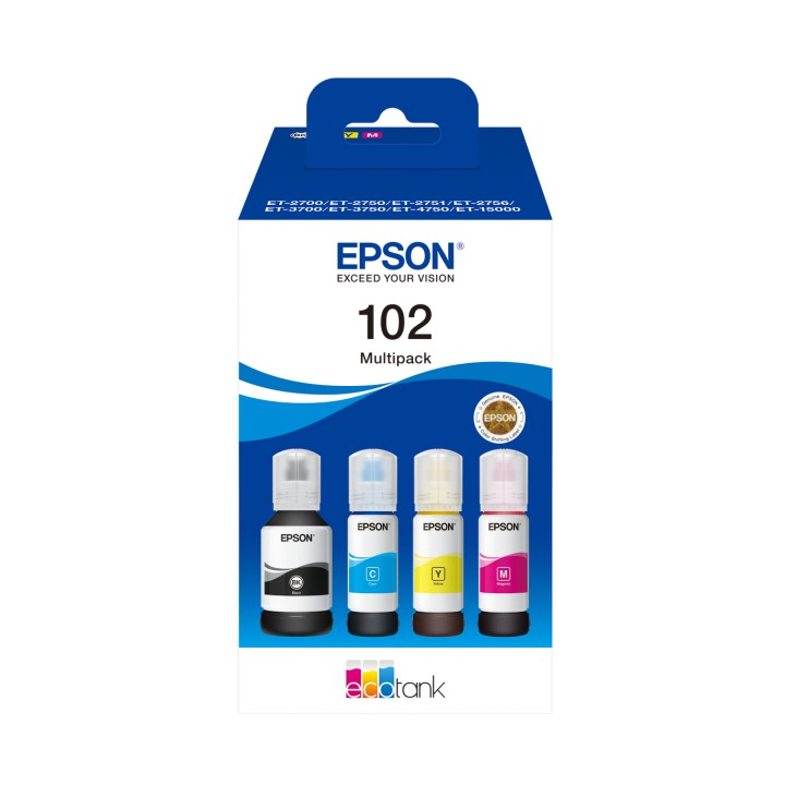 Tinta Epson 102 EcoTank Pack Negro/Color (C13T03R640)
