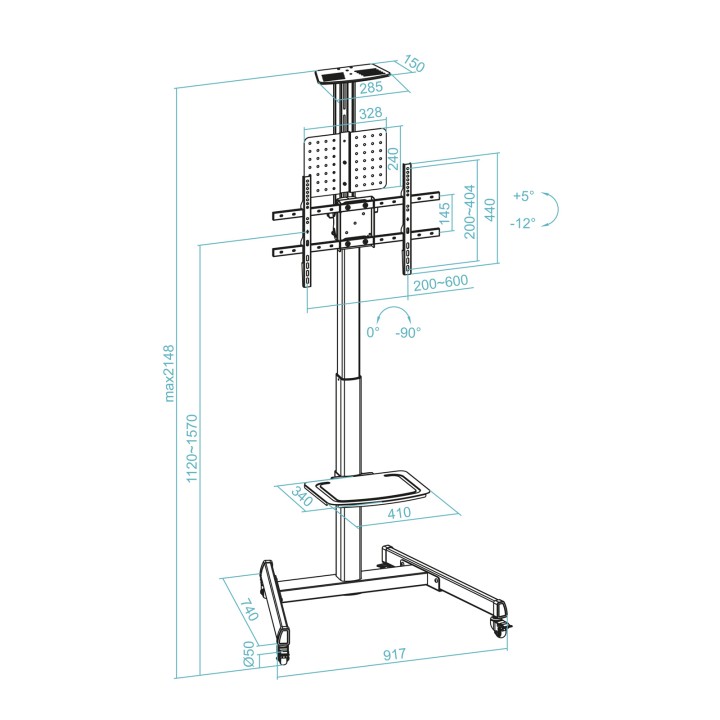 Soporte de Suelo TooQ 35"-70" con Ruedas (FS1184M-B)