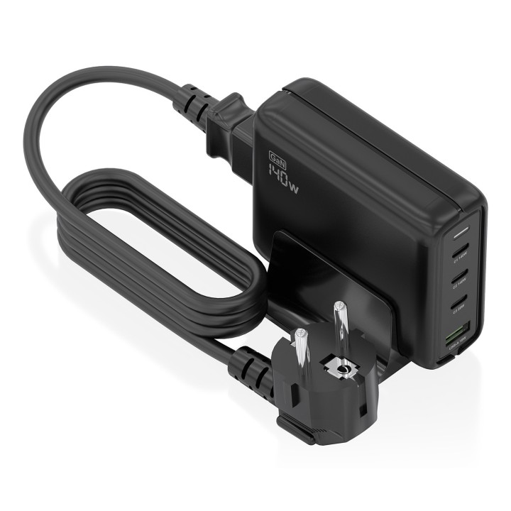 Cargador AISENS 140W 1xUSB-A 3USB-C (ASCH-140W4P056-BK)