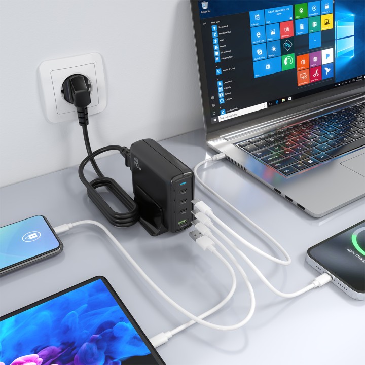 Cargador AISENS 140W 1xUSB-A 3USB-C (ASCH-140W4P056-BK)