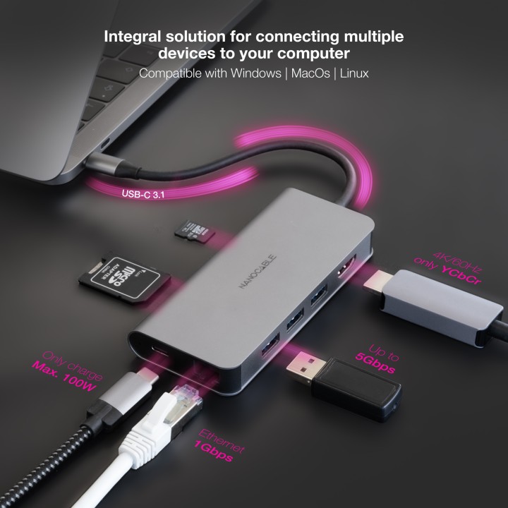 Docking Nanocable USB-C a USB-A/HDMI/USB-C (10.16.4609)
