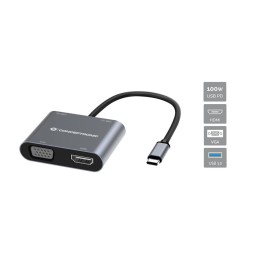 Adaptador CONCEPTRONIC 4 en 1 USB-C 3.0 Gris (DONN16G)