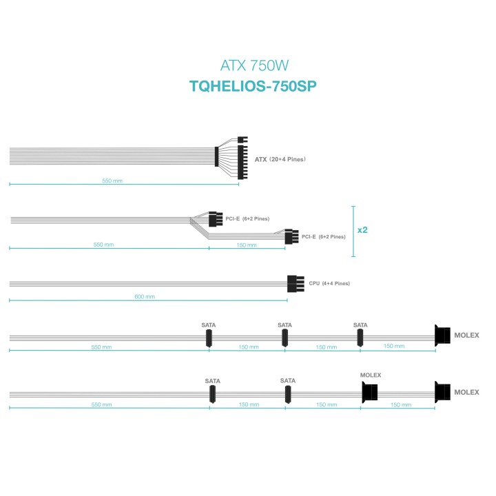 Fuente TooQ ATX 750W APFC 80+ Bronze (TQHELIOS-750SP)