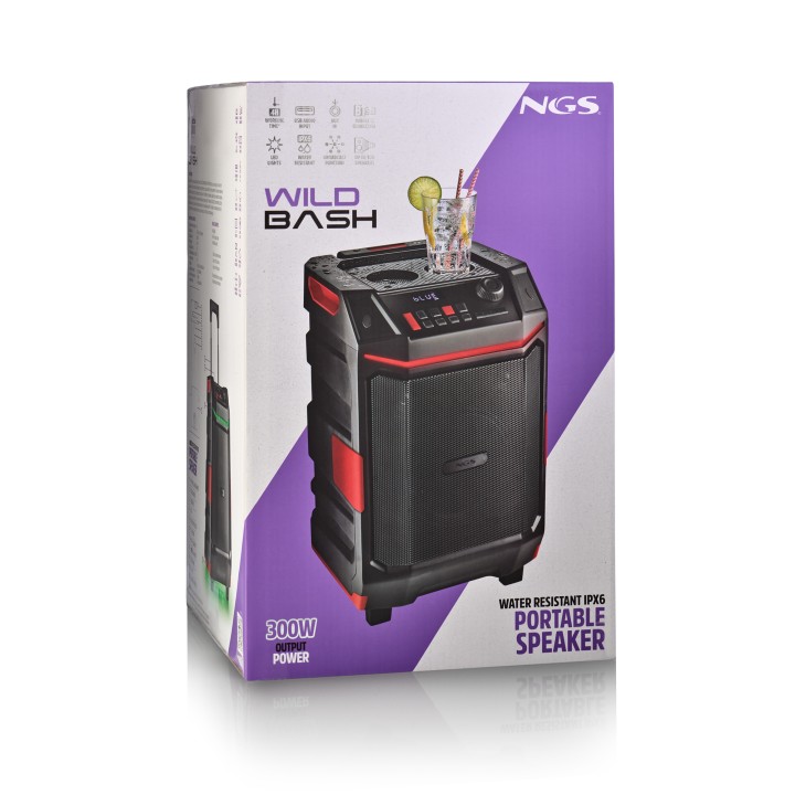 Altavoz Portátil NGS 300W BT/USB/AUX Negro (WILDBASH)
