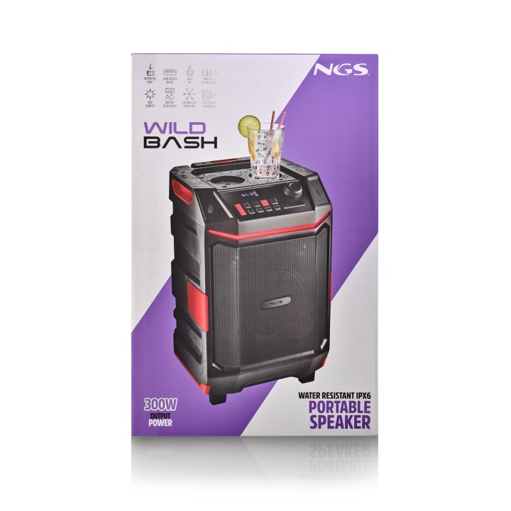 Altavoz Portátil NGS 300W BT/USB/AUX Negro (WILDBASH)