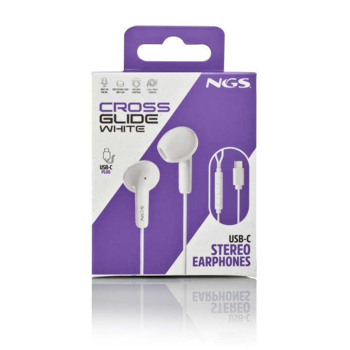 Auriculares NGS Intraurales USB-C (CROSSGLIDEWHITE)