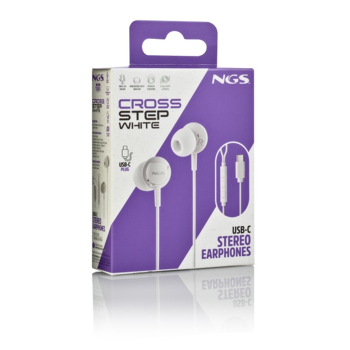 Auriculares NGS Intraural USB-C Blanco (CROSSSTEPWHITE)