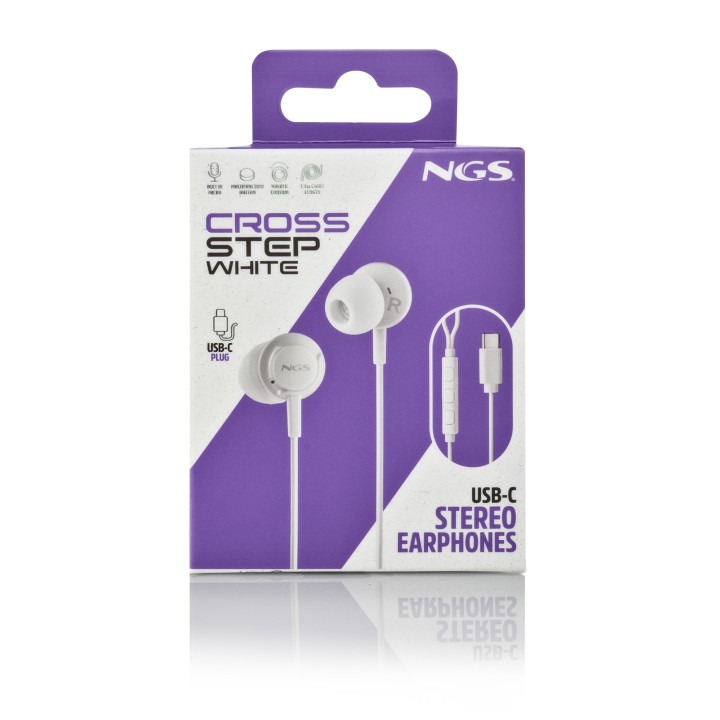 Auriculares NGS Intraural USB-C Blanco (CROSSSTEPWHITE)