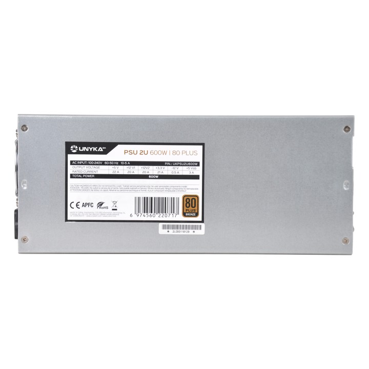 Fuente UNYKA FLEX 2U ATX 600W 80+ Bronze (UKPSU2U600W)