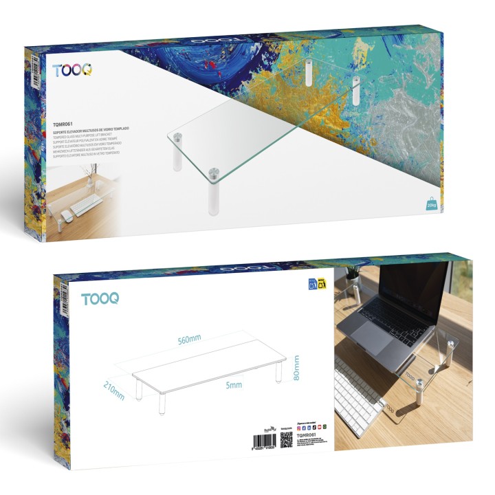 Soporte Elevador TooQ Monitor/Portátil Vidrio (TQMR061)